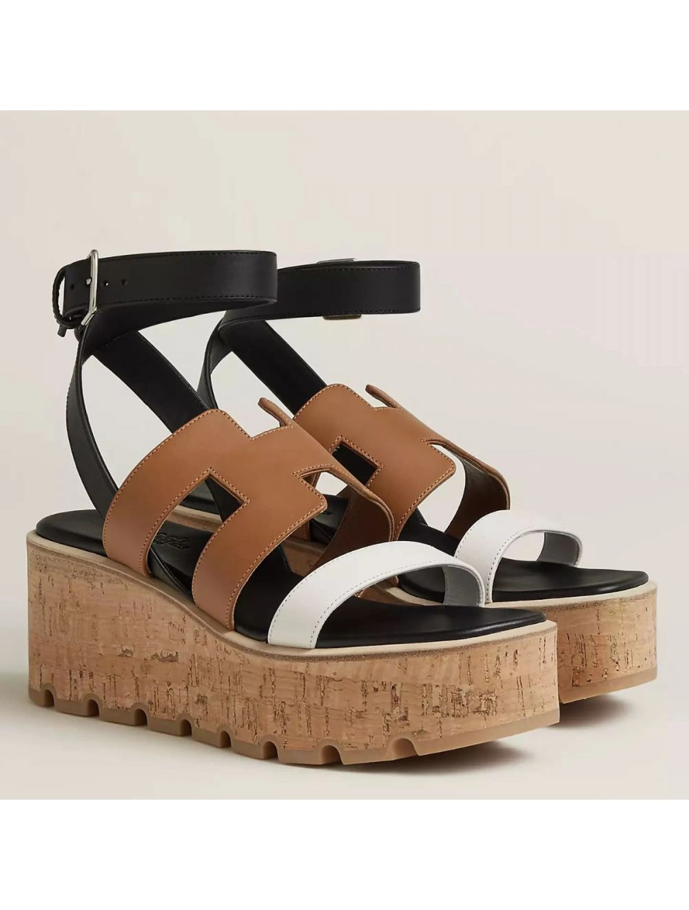 Hermes Havane 30 Sandals in Bi-color Calfskin Leather