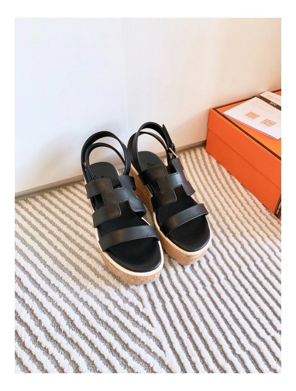 Hermes Havane 30 Sandals in Black Calfskin Leather