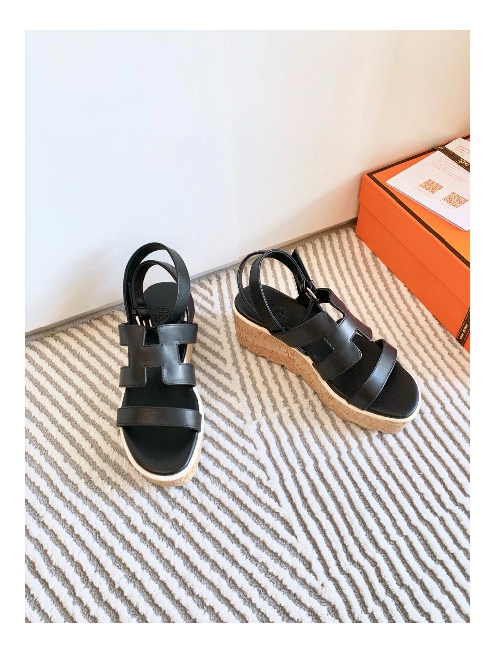 Hermes Havane 30 Sandals in Black Calfskin Leather