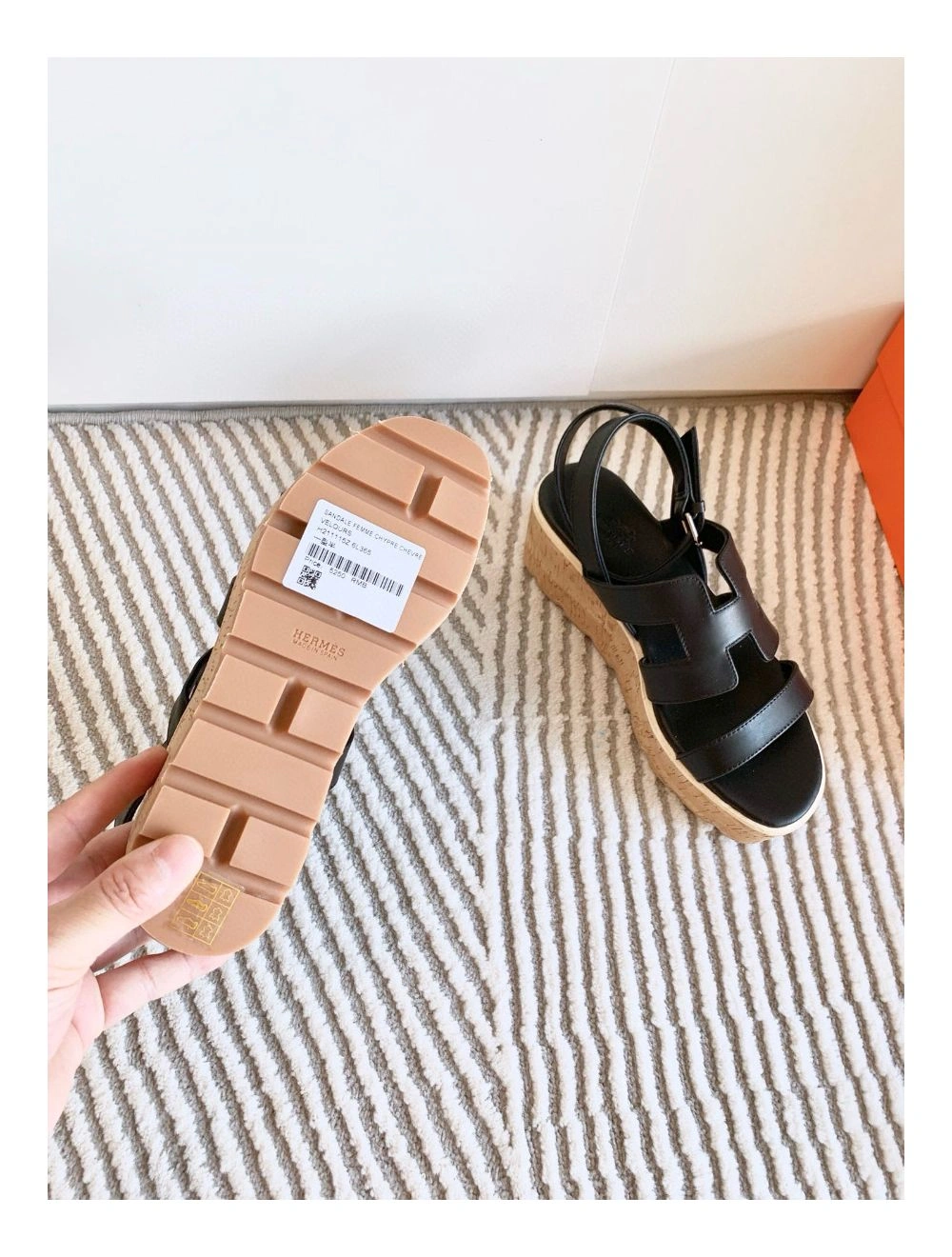 Hermes Havane 30 Sandals in Black Calfskin Leather