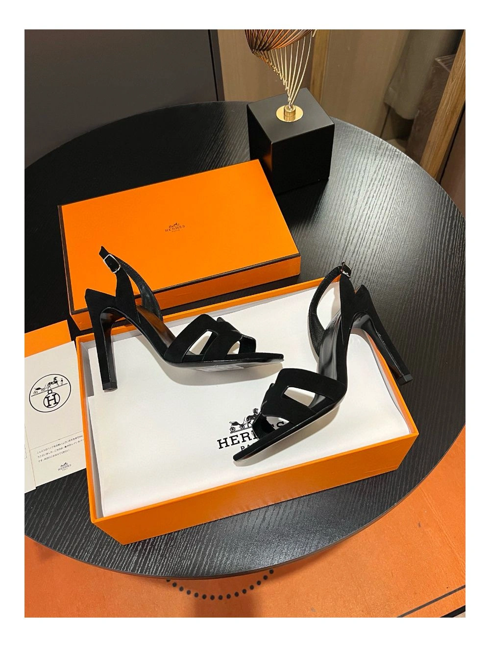 Hermes Heden 80 Sandals in Black Suede Leather