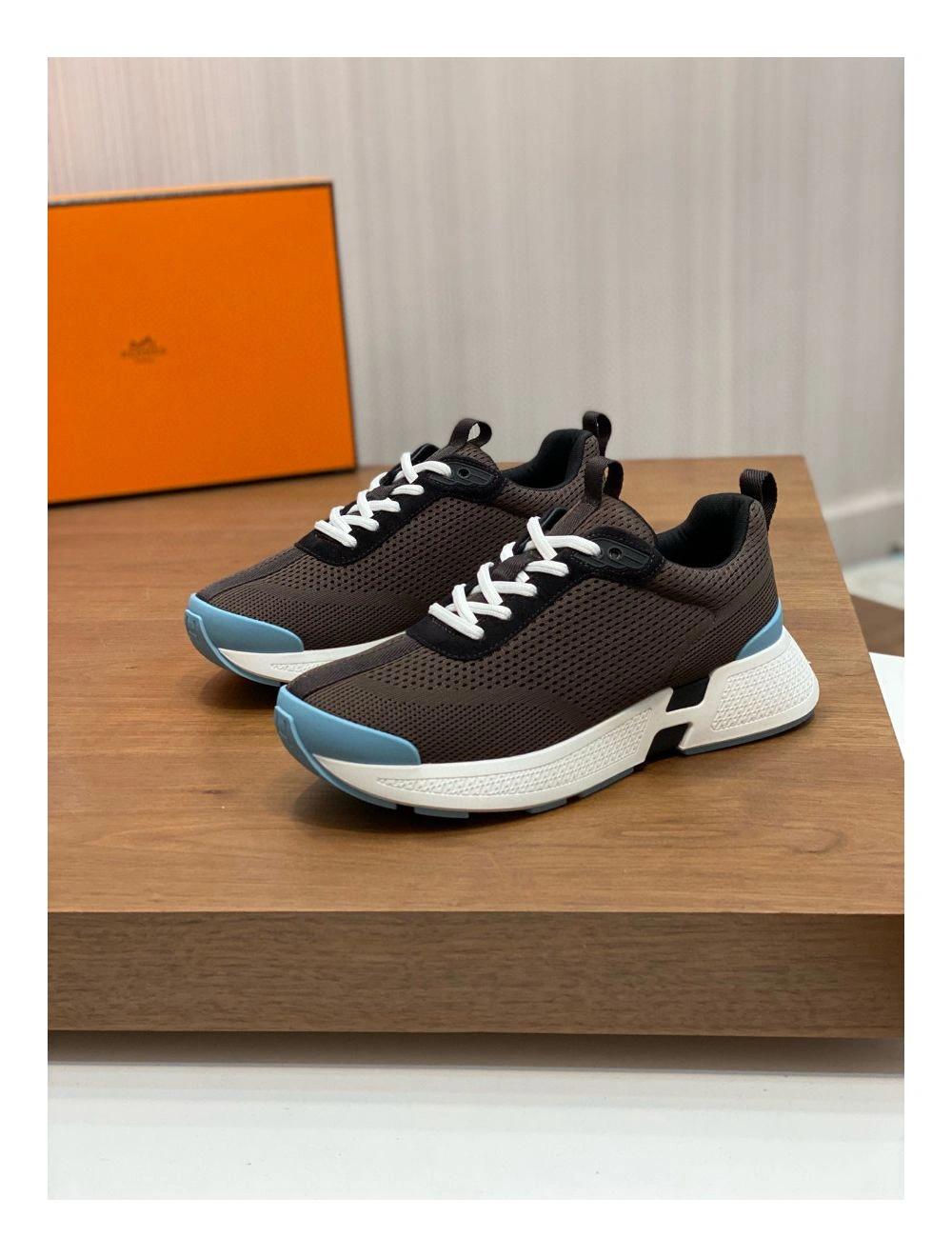 Hermes Heros Sneakers in Black Knit and Black Suede