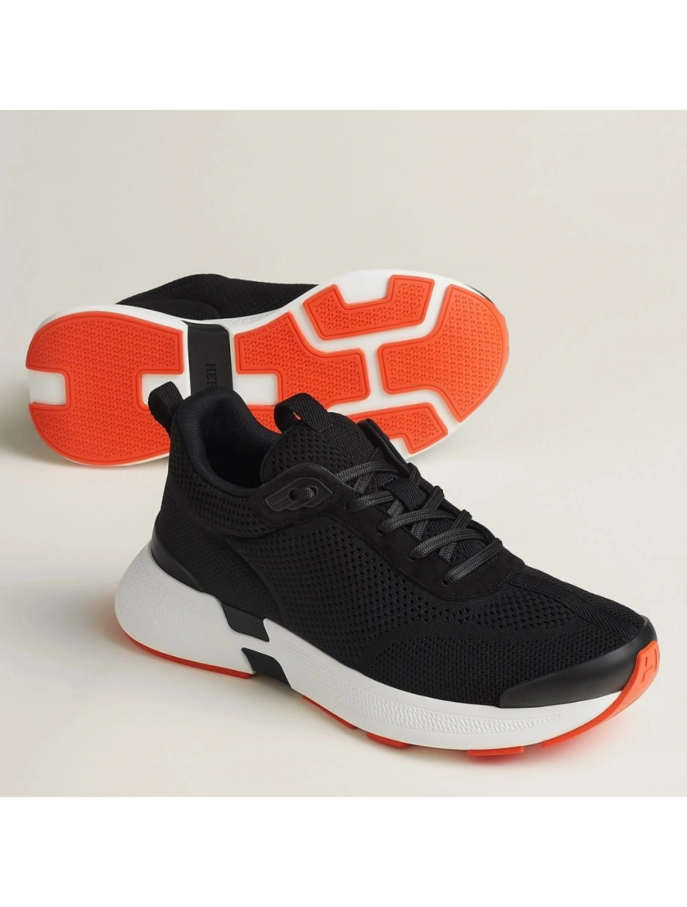 Hermes Heros Sneakers in Black Technical Knit