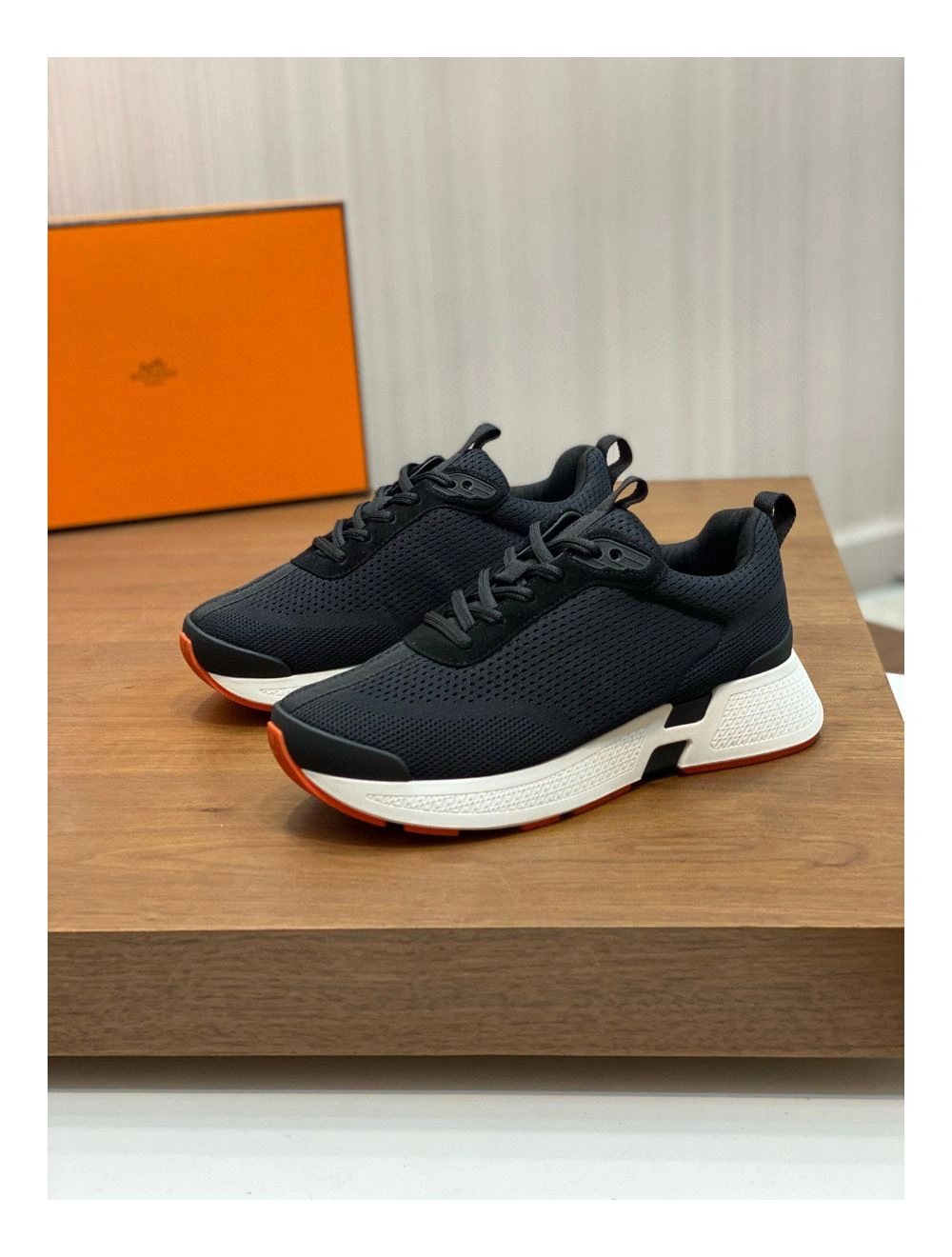 Hermes Heros Sneakers in Black Technical Knit