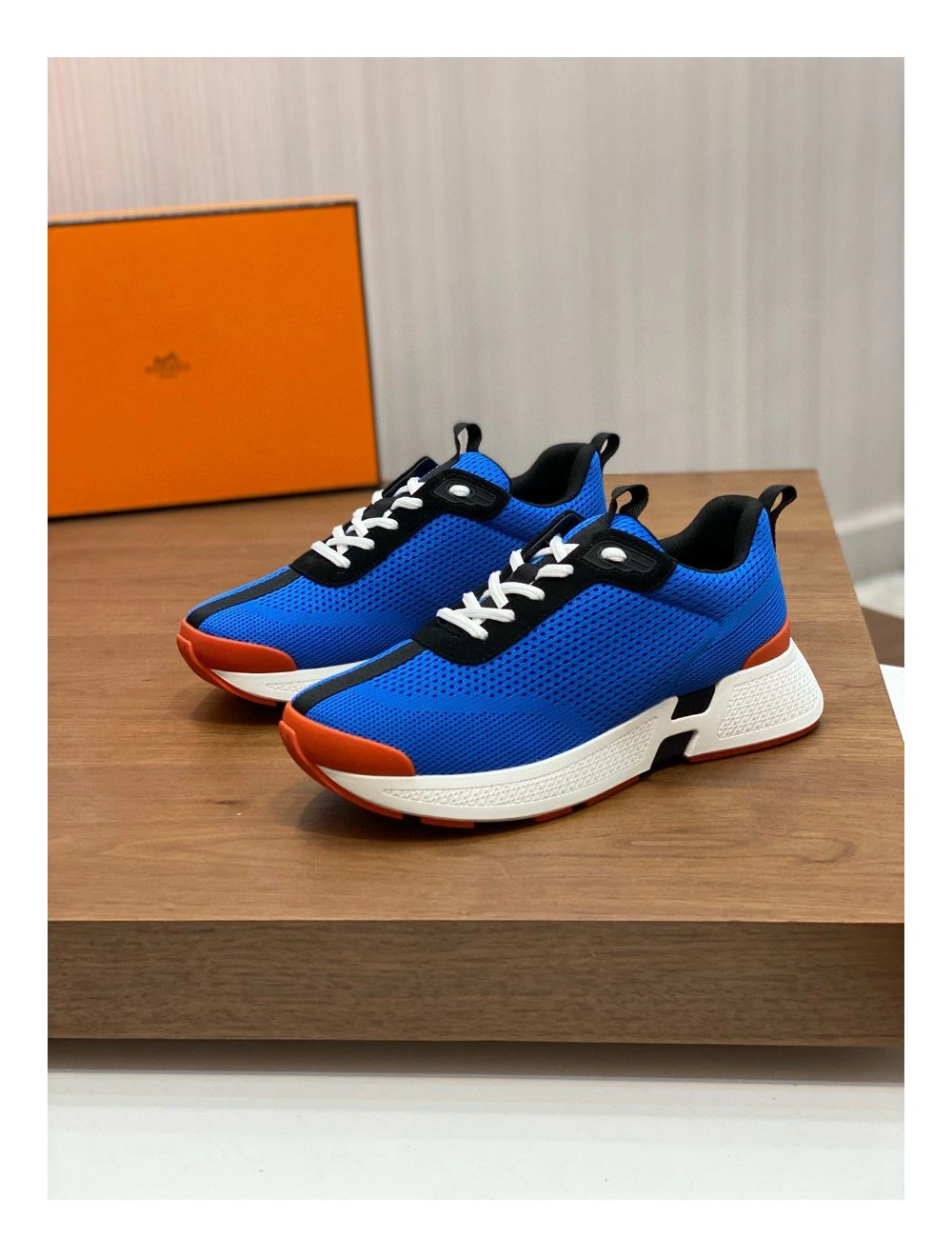 Hermes Heros Sneakers in Blue Technical Knit