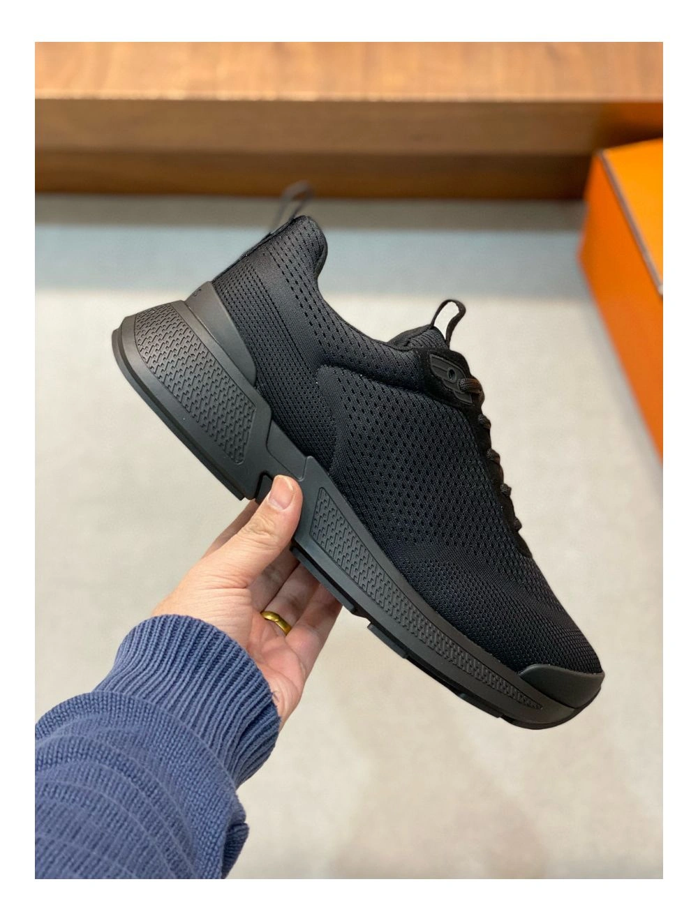 Hermes Heros Sneakers in Noir Technical Knit