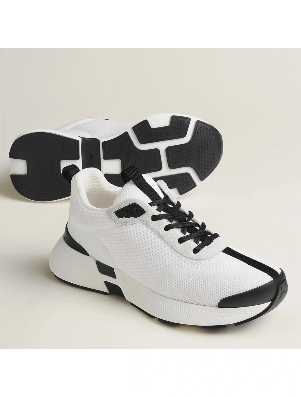 Hermes Heros Sneakers in White Technical Knit