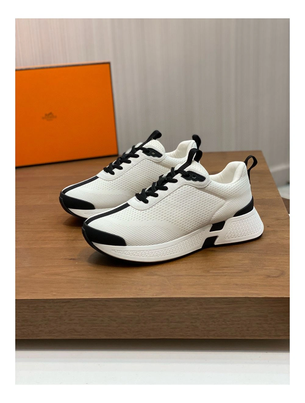 Hermes Heros Sneakers in White Technical Knit