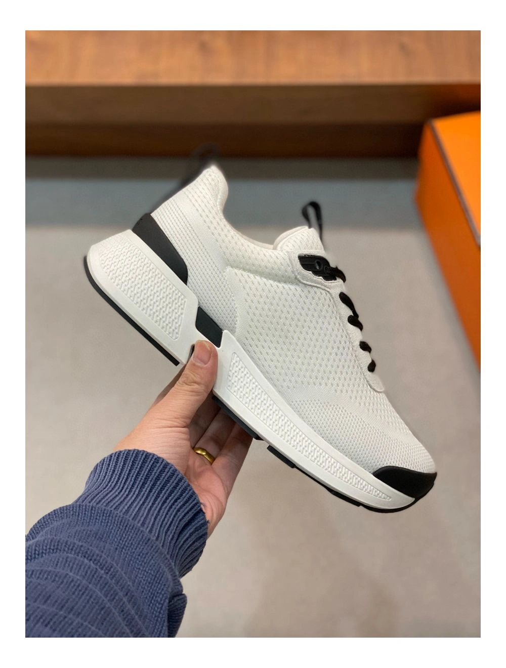 Hermes Heros Sneakers in White Technical Knit