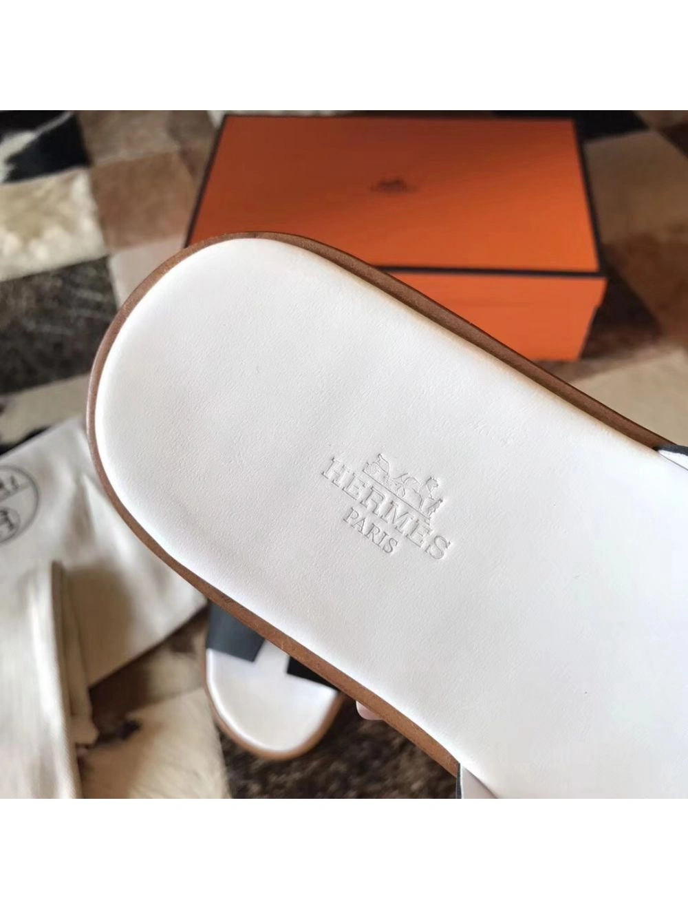 Hermes Izmir Sandals In Black Epsom Leather