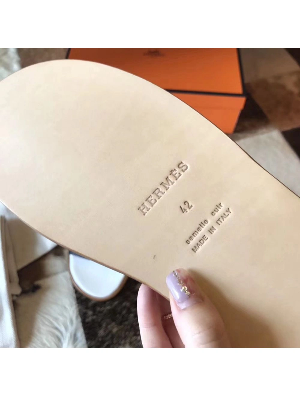 Hermes Izmir Sandals In Black Epsom Leather