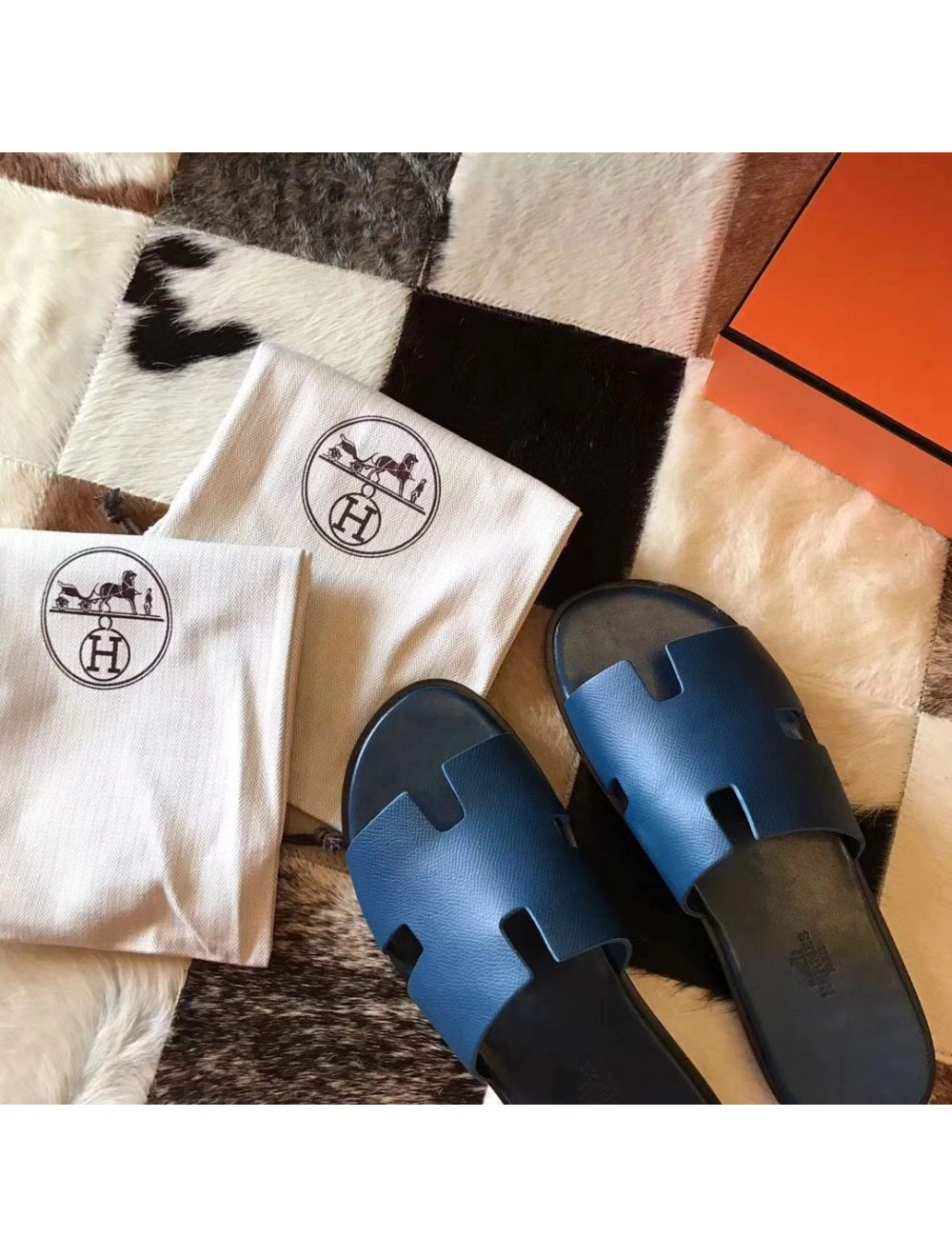 Hermes Izmir Sandals In Colvert Epsom Leather