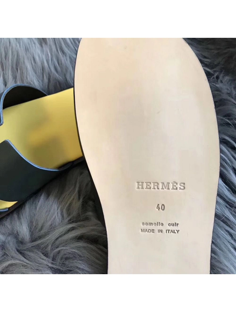 Hermes Izmir Sandals In Dark Green Swift Leather