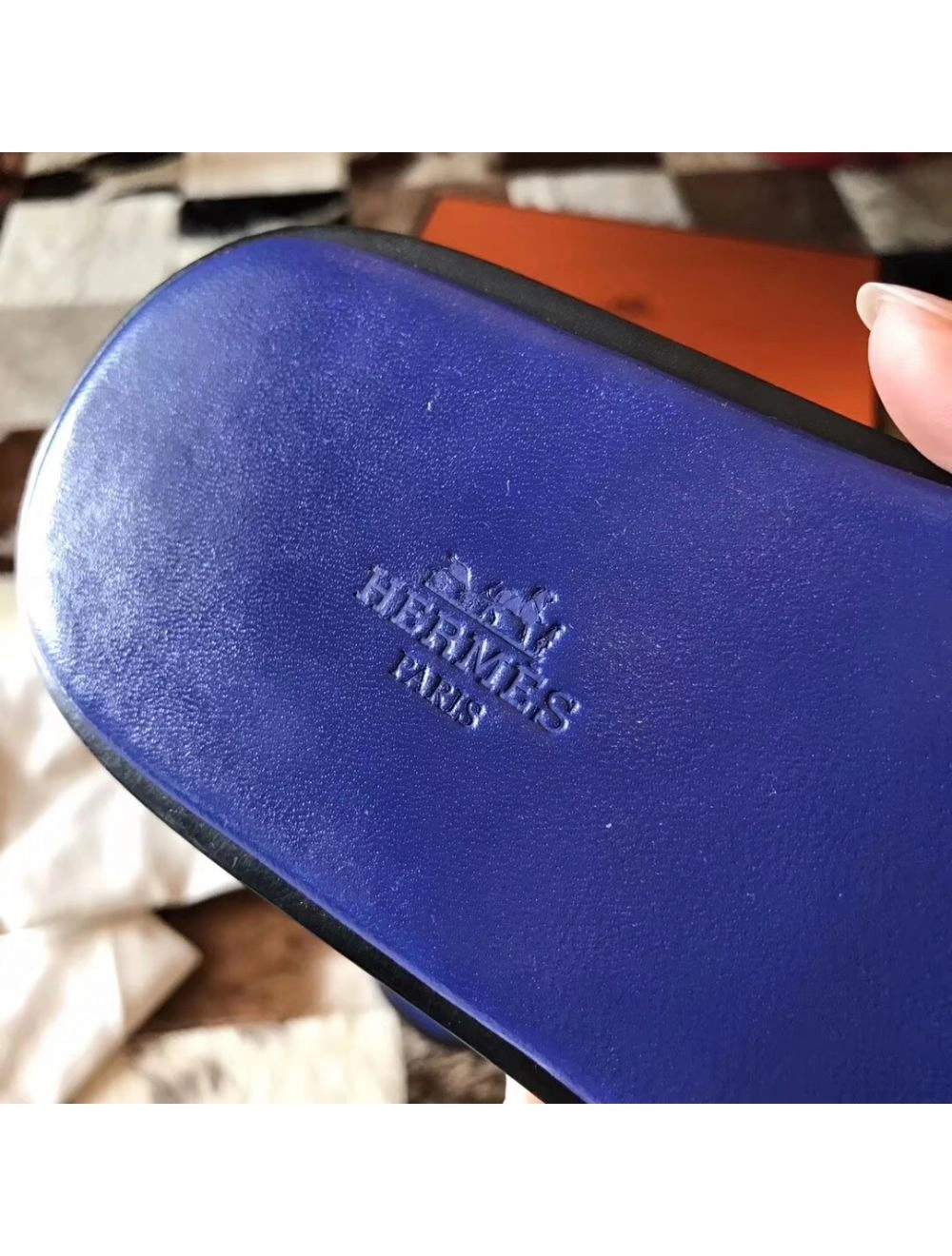 Hermes Izmir Sandals In Electric Blue Epsom Leather