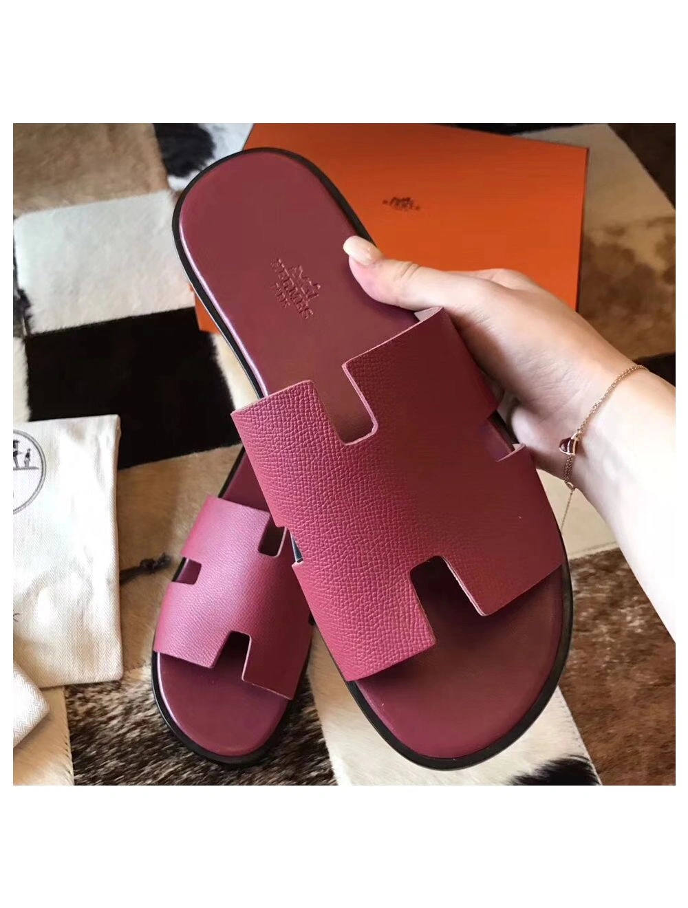Hermes Izmir Sandals In Fuchsia Epsom Leather