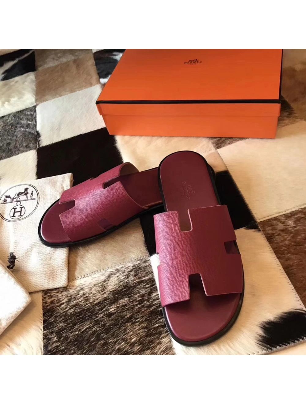 Hermes Izmir Sandals In Fuchsia Epsom Leather
