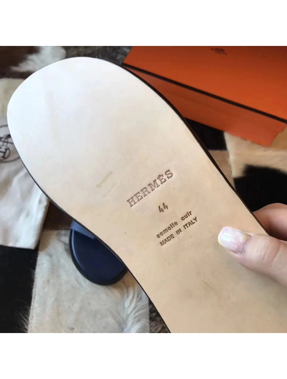 Hermes Izmir Sandals In Sapphire Epsom Leather