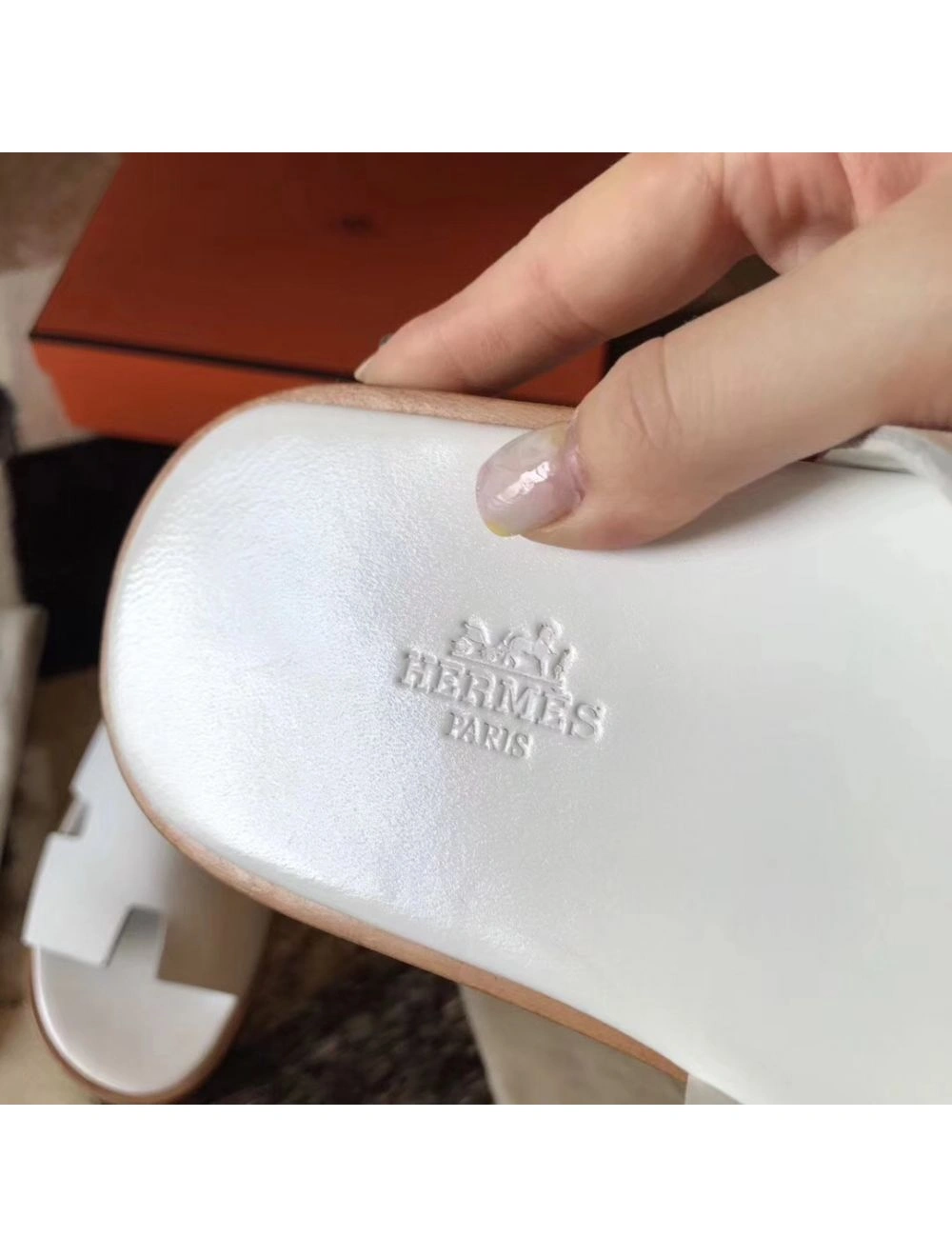 Hermes Izmir Sandals In White Epsom Leather