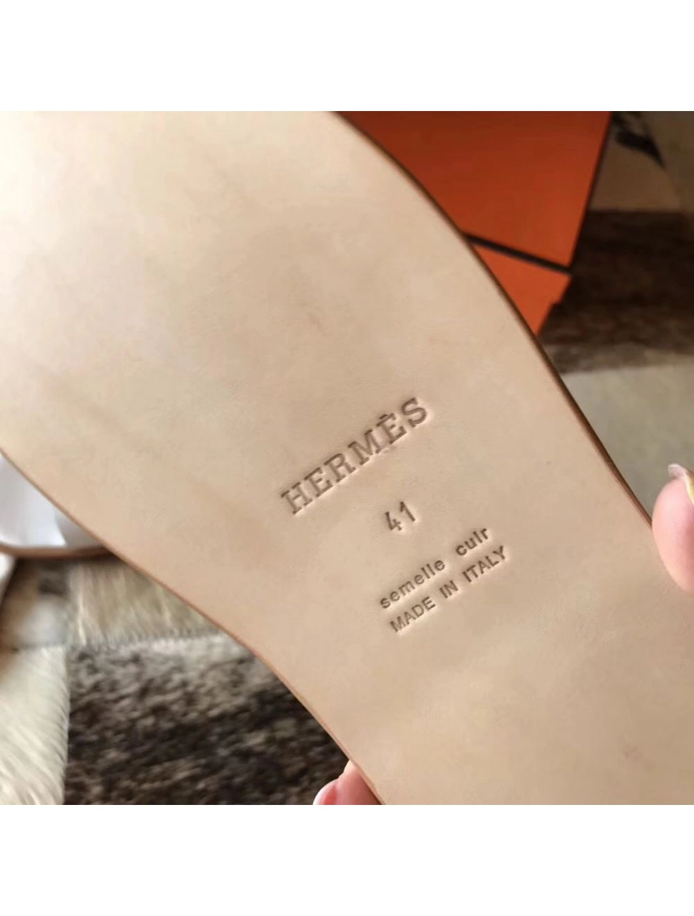 Hermes Izmir Sandals In White Epsom Leather