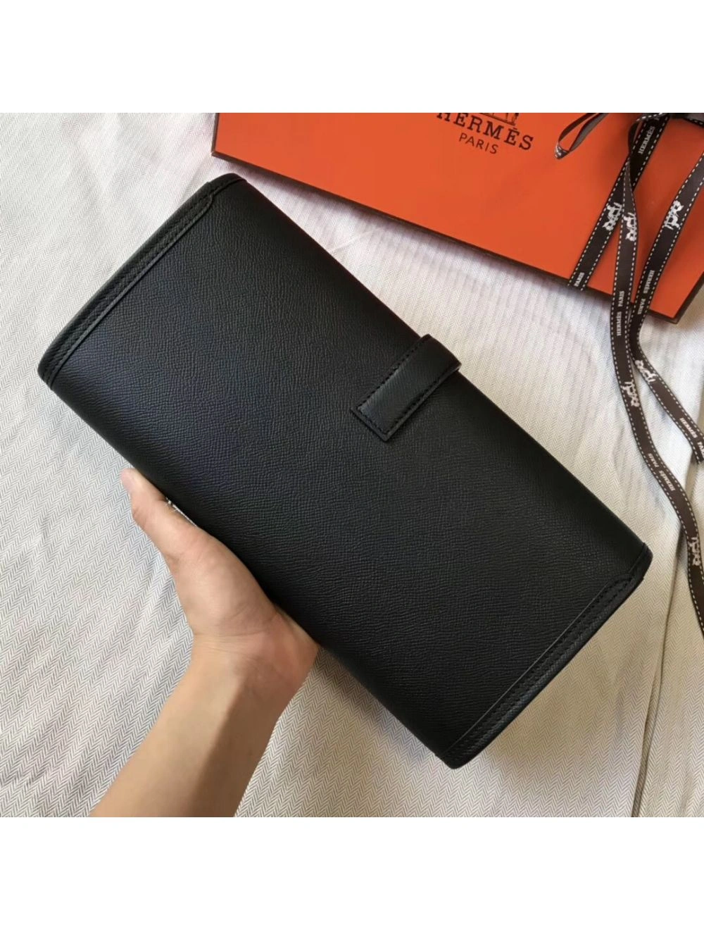 Hermes Jige Elan 29 Clutch In Black Epsom Leather