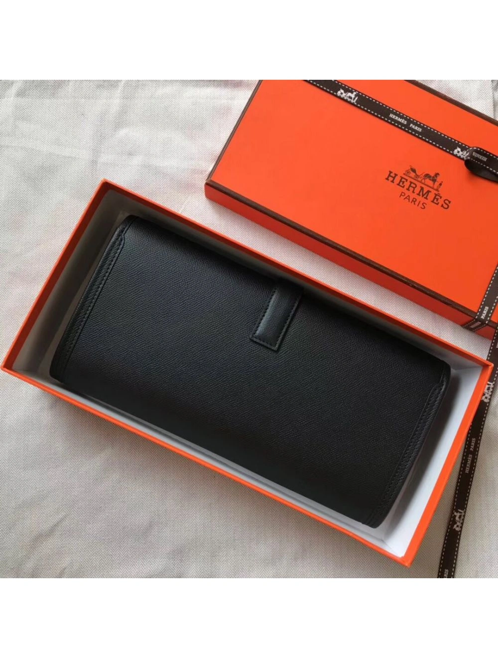 Hermes Jige Elan 29 Clutch In Black Epsom Leather