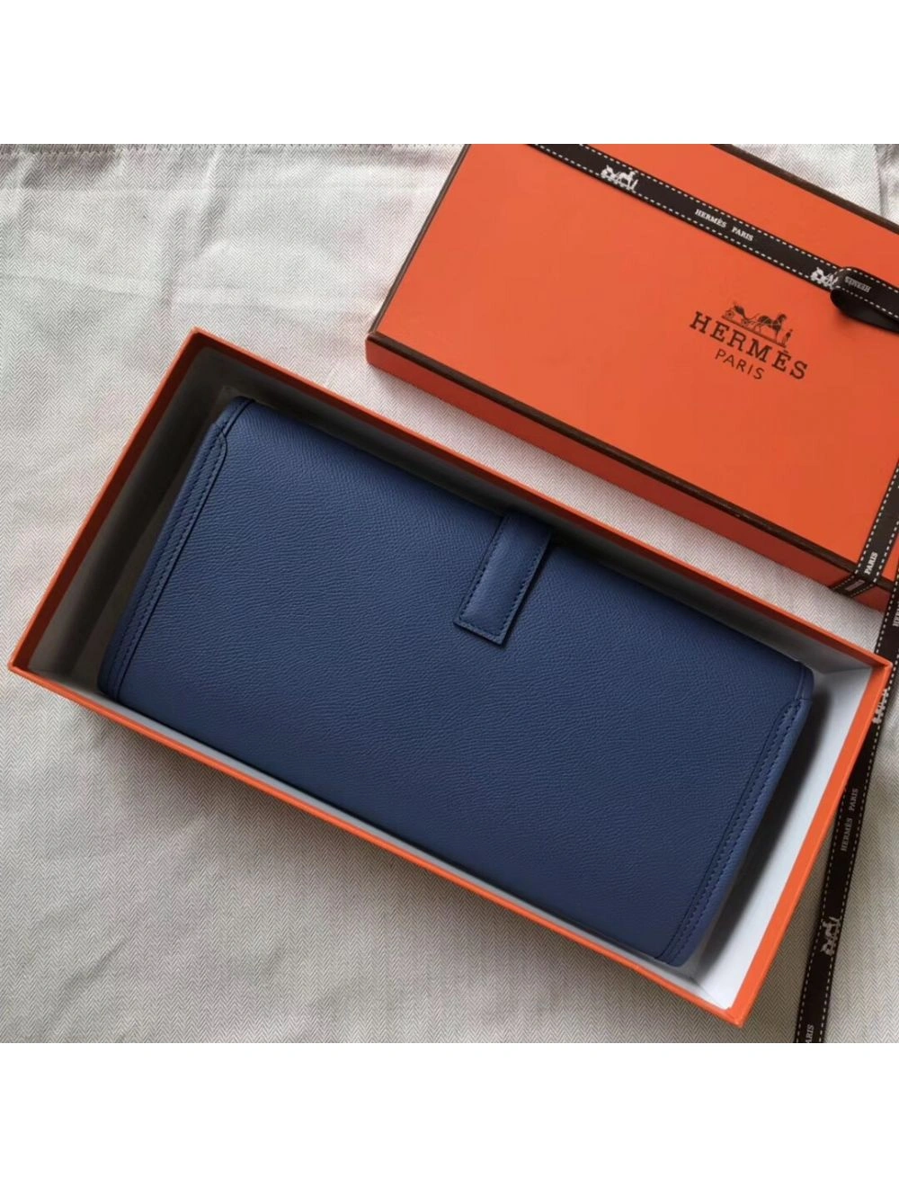 Hermes Jige Elan 29 Clutch In Blue Agate Epsom Leather