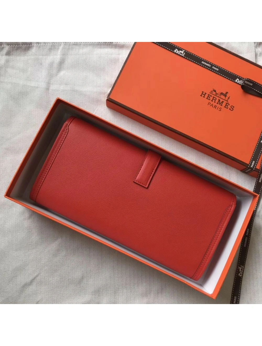 Hermes Jige Elan 29 Clutch In Red Epsom Leather