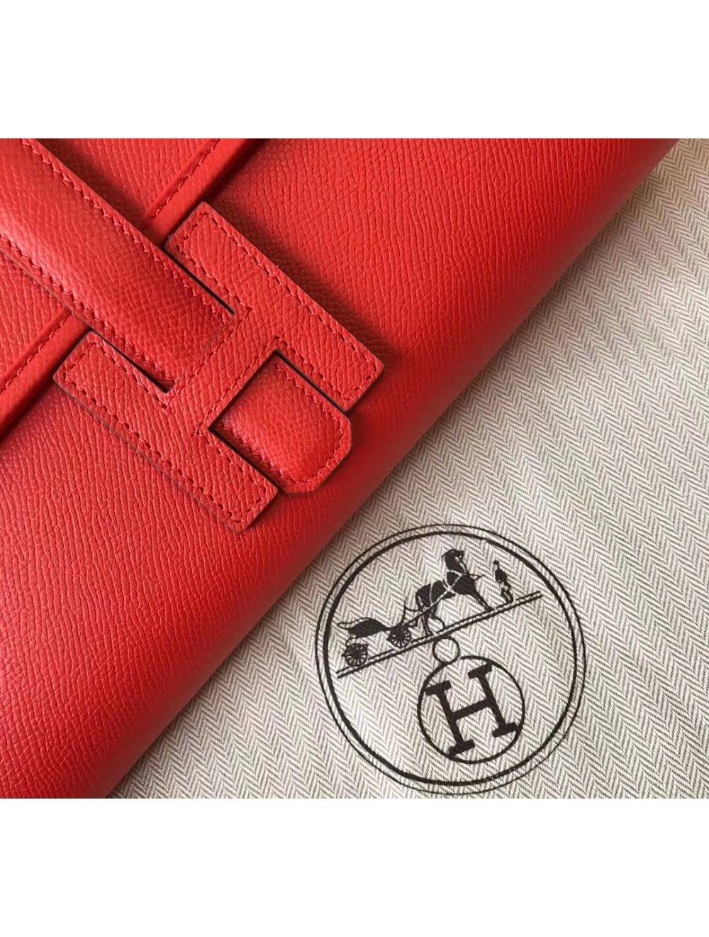 Hermes Jige Elan 29 Clutch In Red Epsom Leather