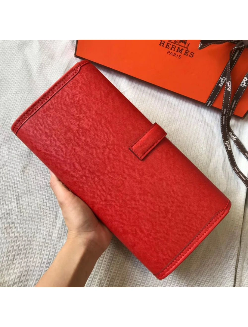 Hermes Jige Elan 29 Clutch In Red Epsom Leather