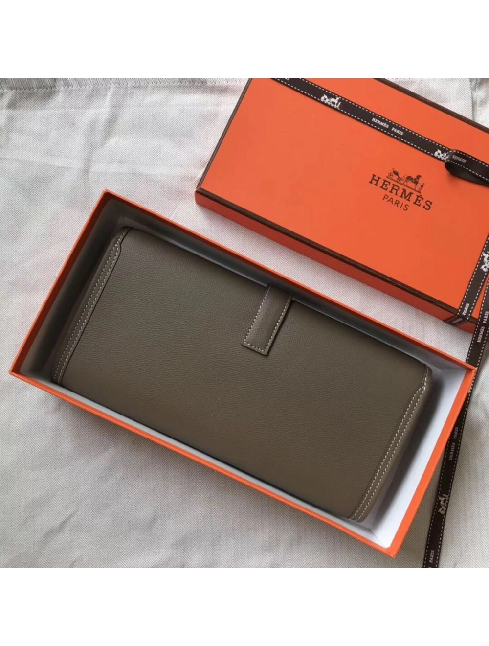 Hermes Jige Elan 29 Clutch In Taupe Grey Epsom Leather