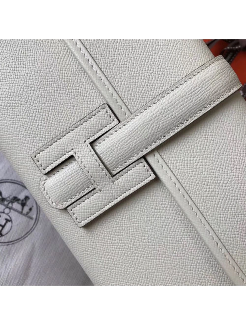 Hermes Jige Elan 29 Clutch In White Epsom Leather