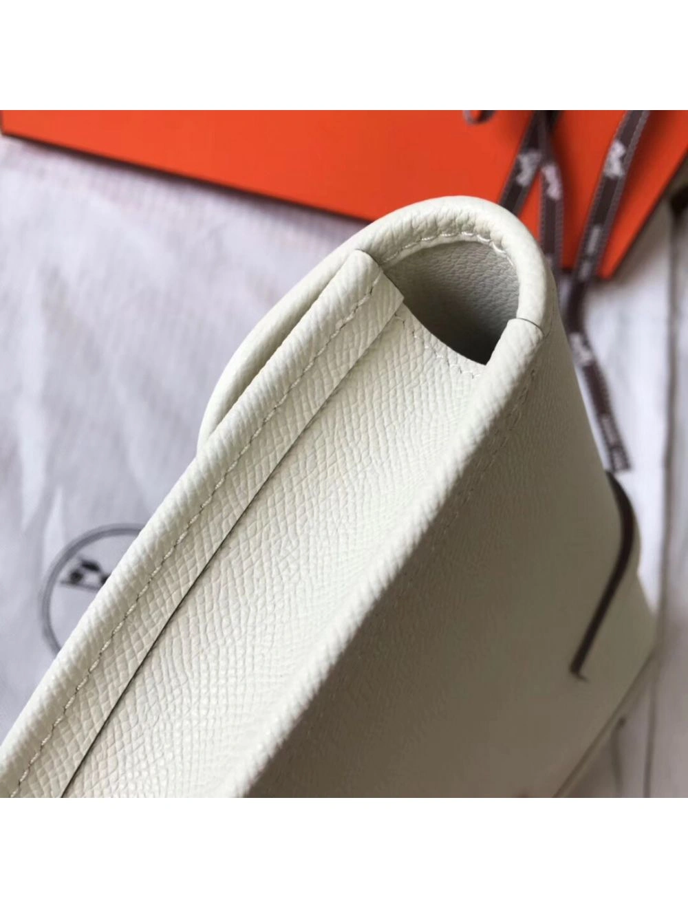 Hermes Jige Elan 29 Clutch In White Epsom Leather