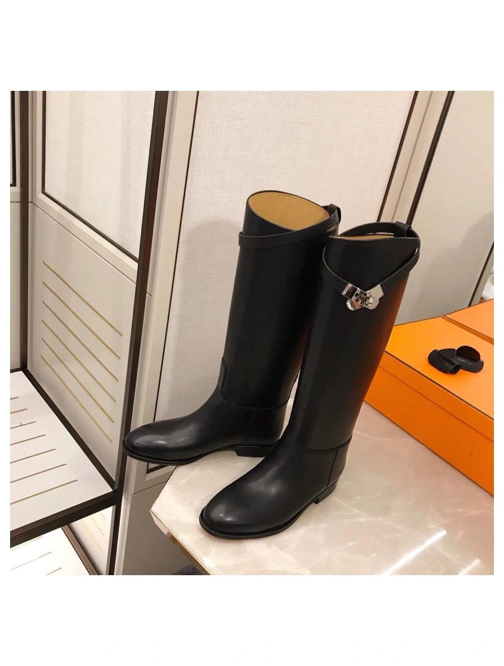 Hermes Jumping Boots In Black Calfskin