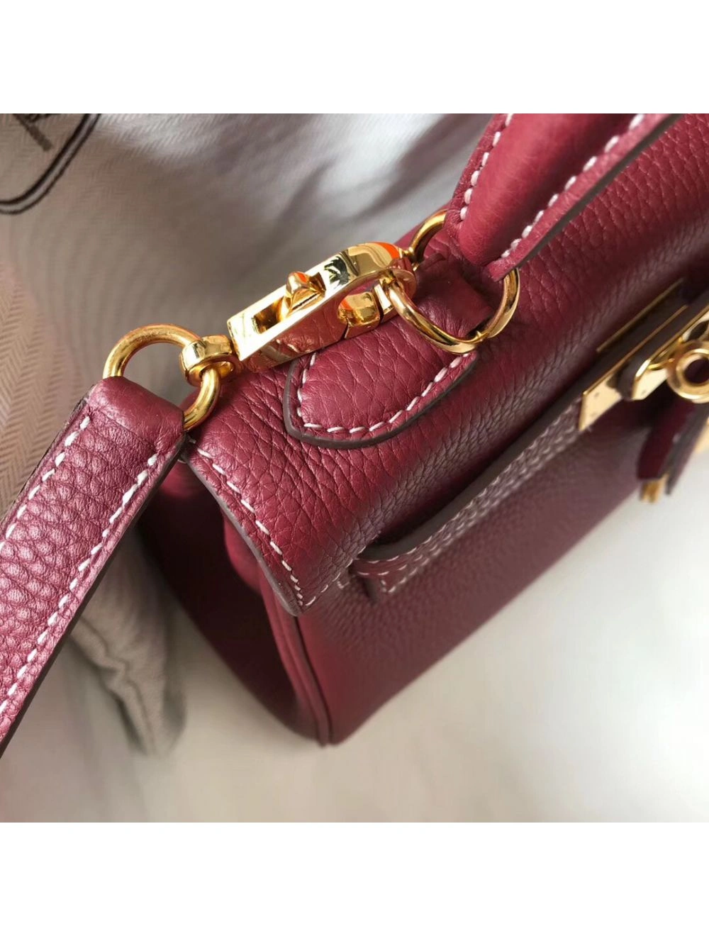 Hermes Kelly 20cm Bag In Bordeaux lemence Leather GHW