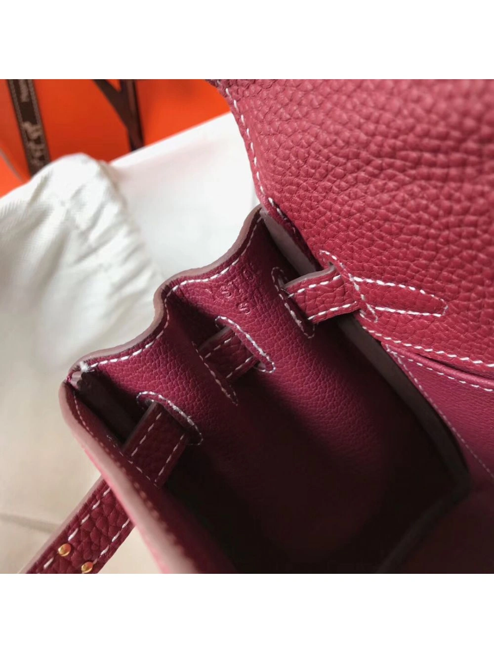 Hermes Kelly 20cm Bag In Bordeaux lemence Leather GHW