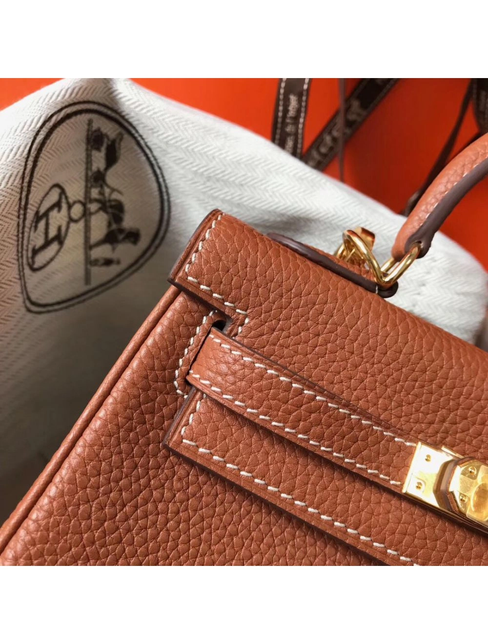 Hermes Kelly 20cm Bag In Gold Clemence Leather GHW