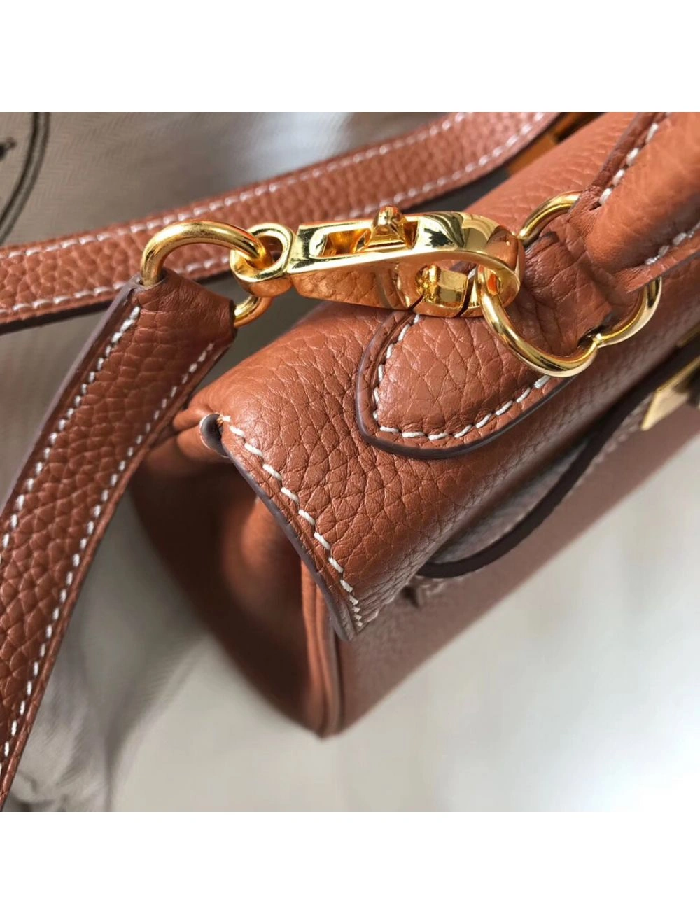 Hermes Kelly 20cm Bag In Gold Clemence Leather GHW