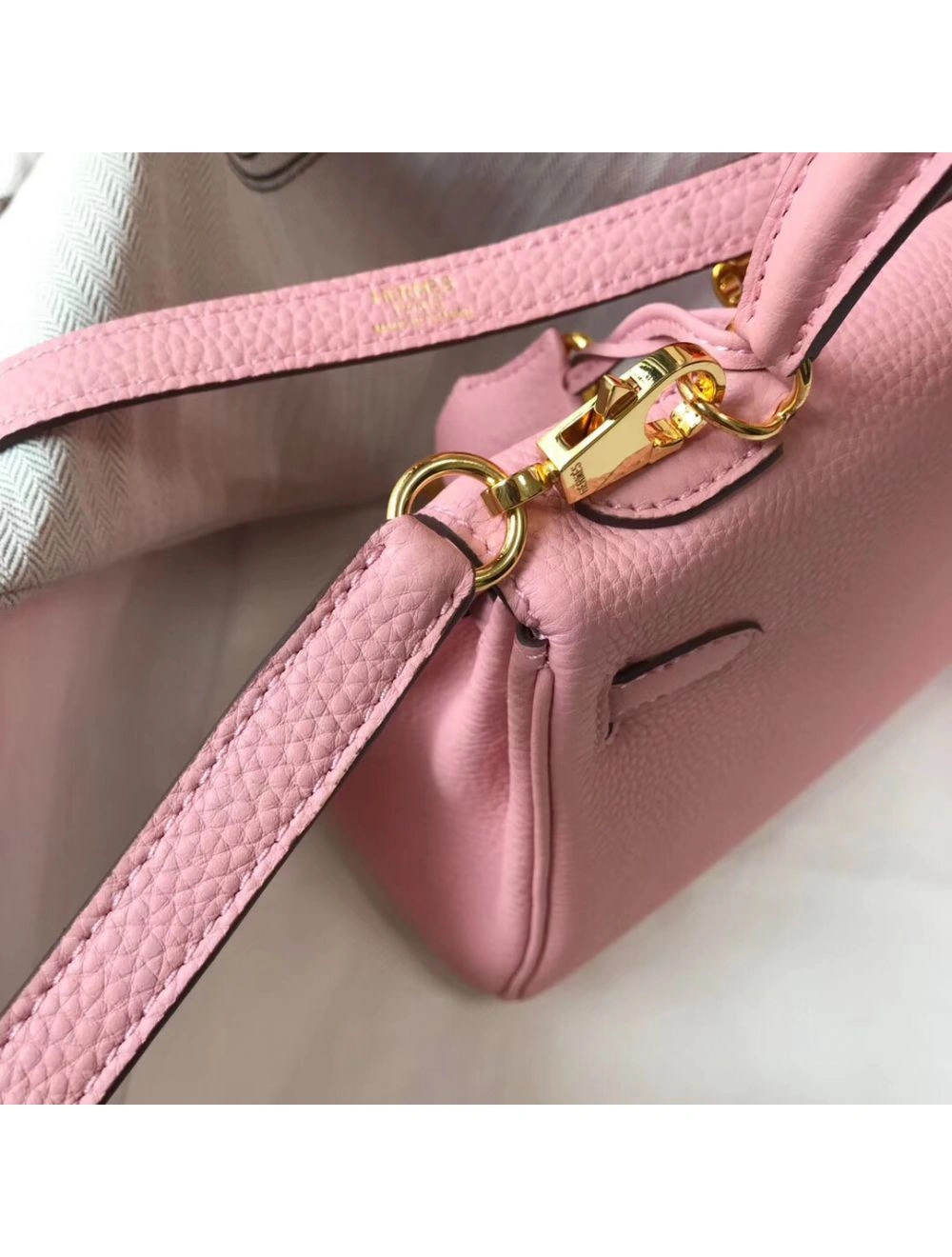 Hermes Kelly 20cm Bag In Pink Clemence Leather GHW