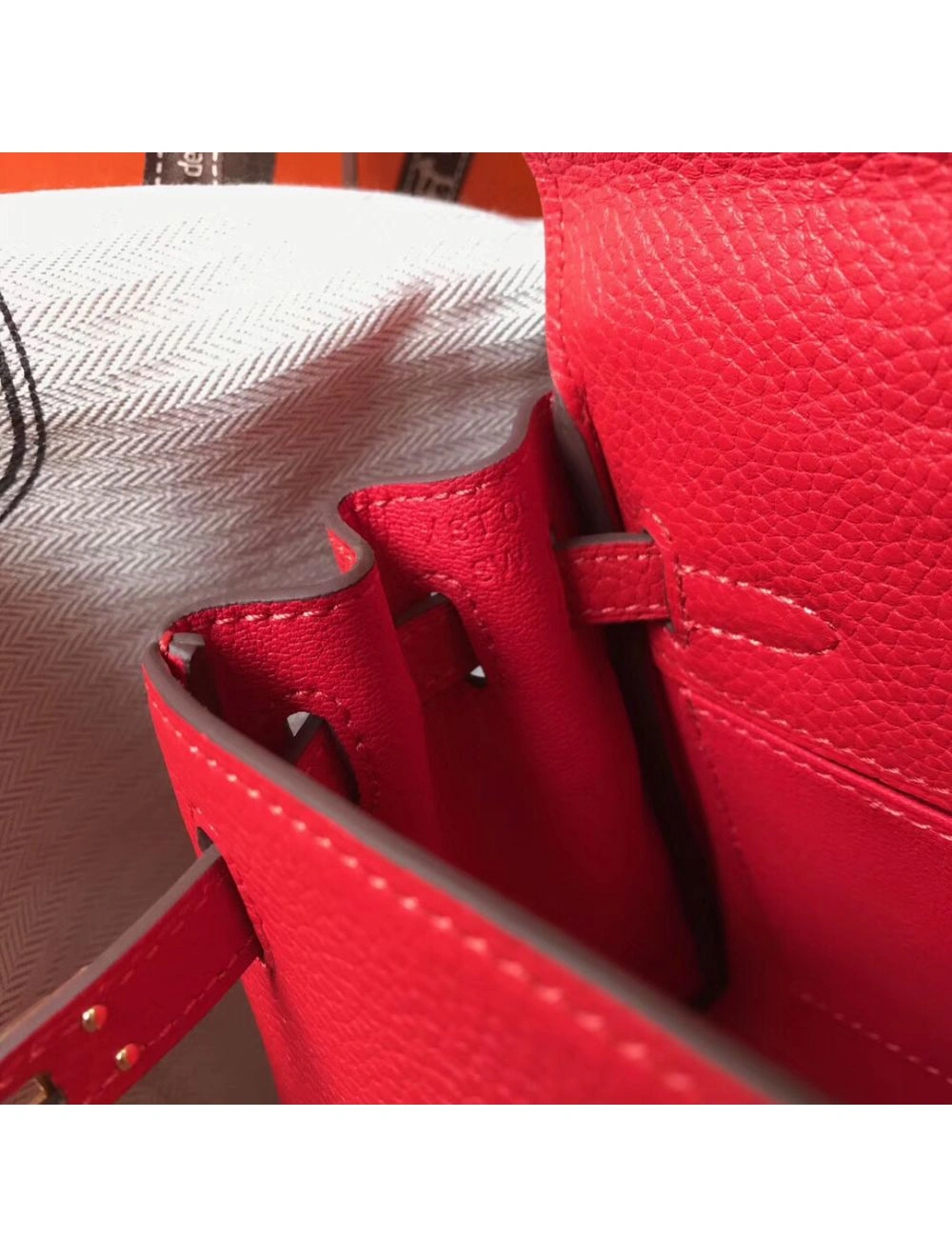 Hermes Kelly 20cm Bag In Red Clemence Leather GHW