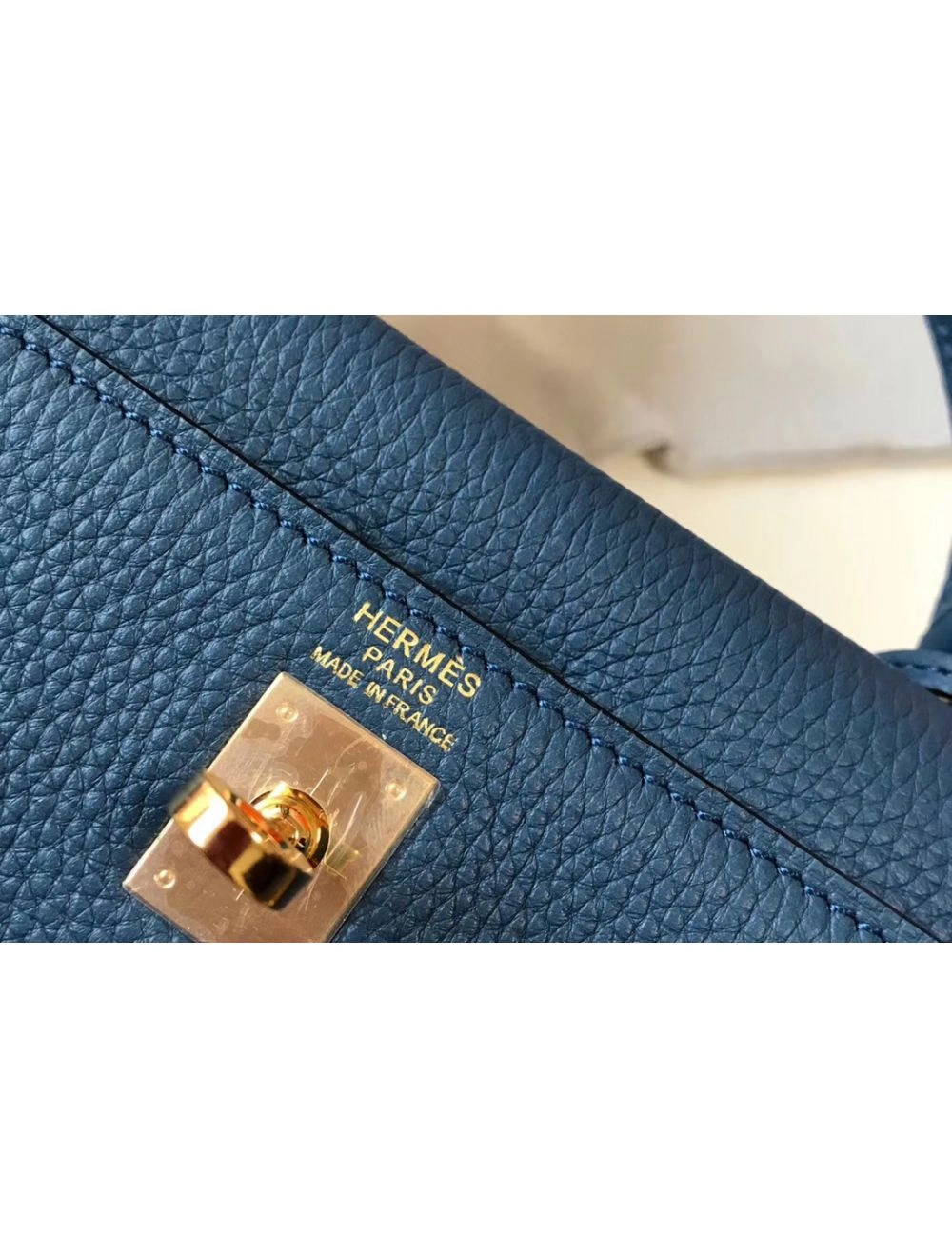 Hermes Kelly 25cm Retourne Bag In Agate Blue Clemence Leather