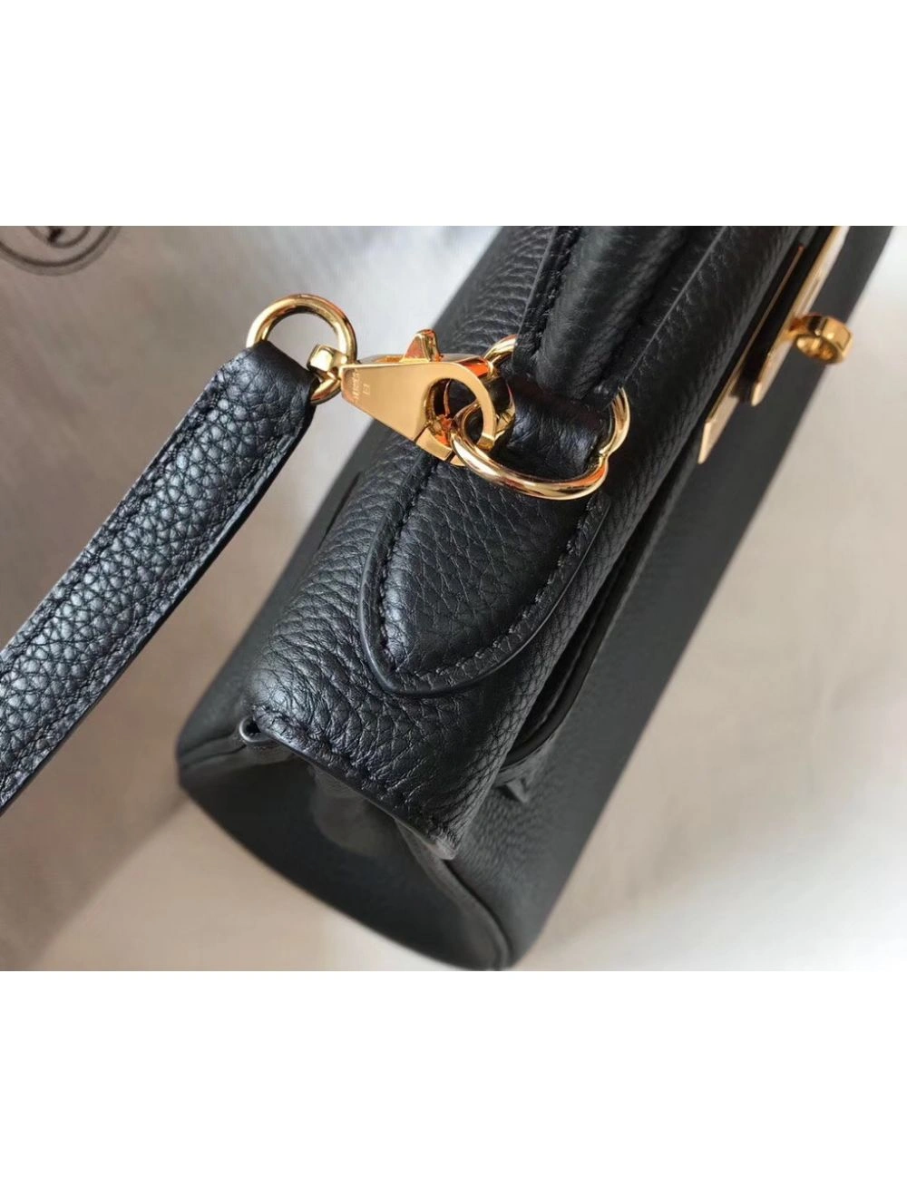 Hermes Kelly 25cm Retourne Bag In Black Clemence Leather