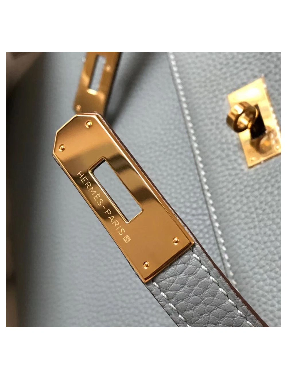 Hermes Kelly 25cm Retourne Bag In Blue Lin Clemence Leather