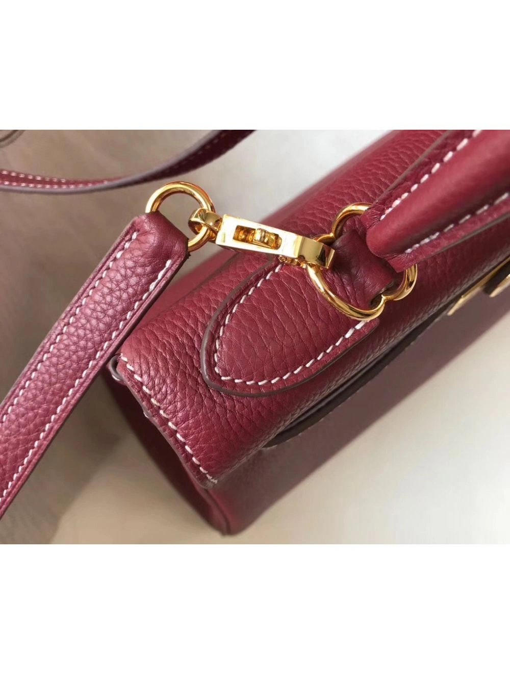 Hermes Kelly 25cm Retourne Bag In Bordeaux Clemence Leather