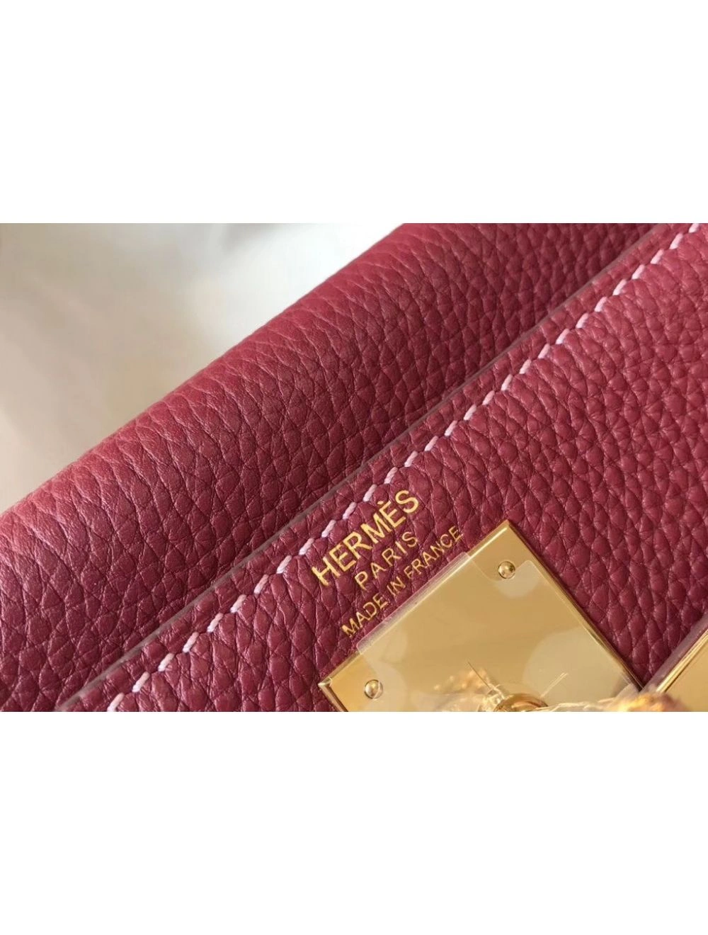 Hermes Kelly 25cm Retourne Bag In Bordeaux Clemence Leather