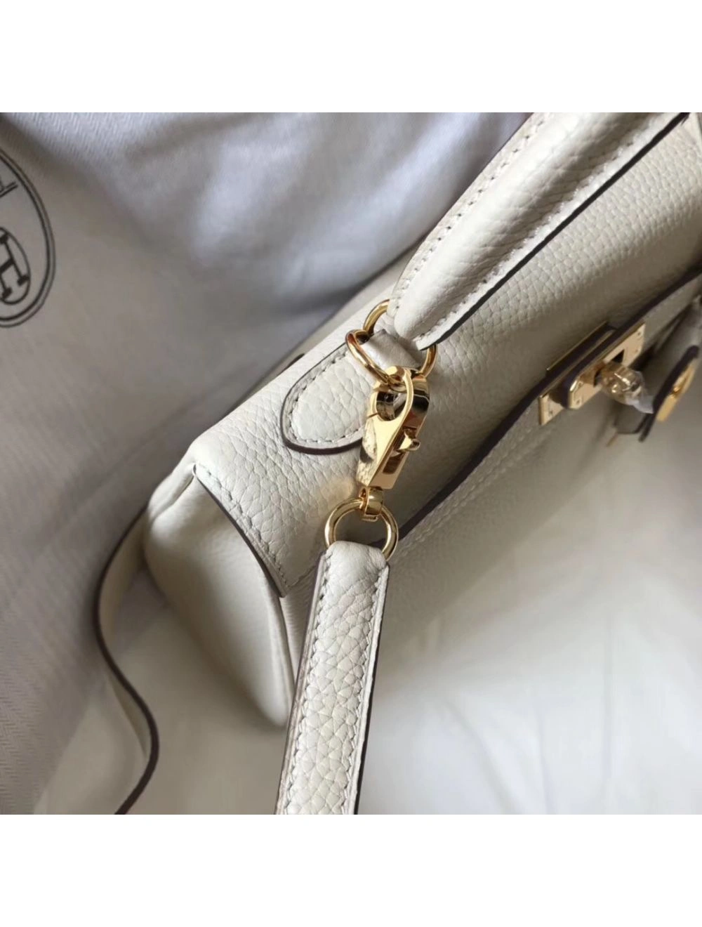 Hermes Kelly 25cm Retourne Bag In Craie Clemence Leather