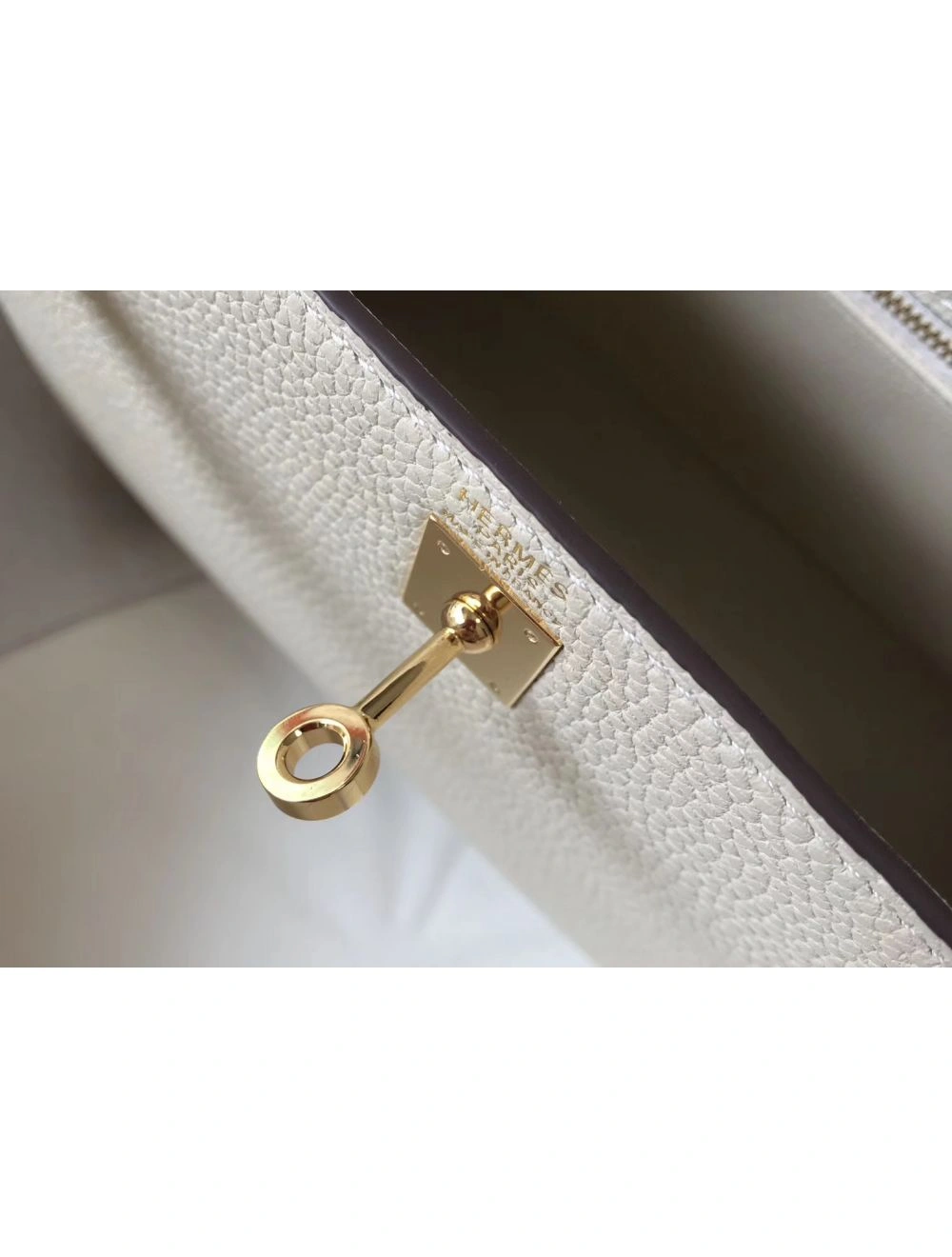 Hermes Kelly 25cm Retourne Bag In Craie Clemence Leather