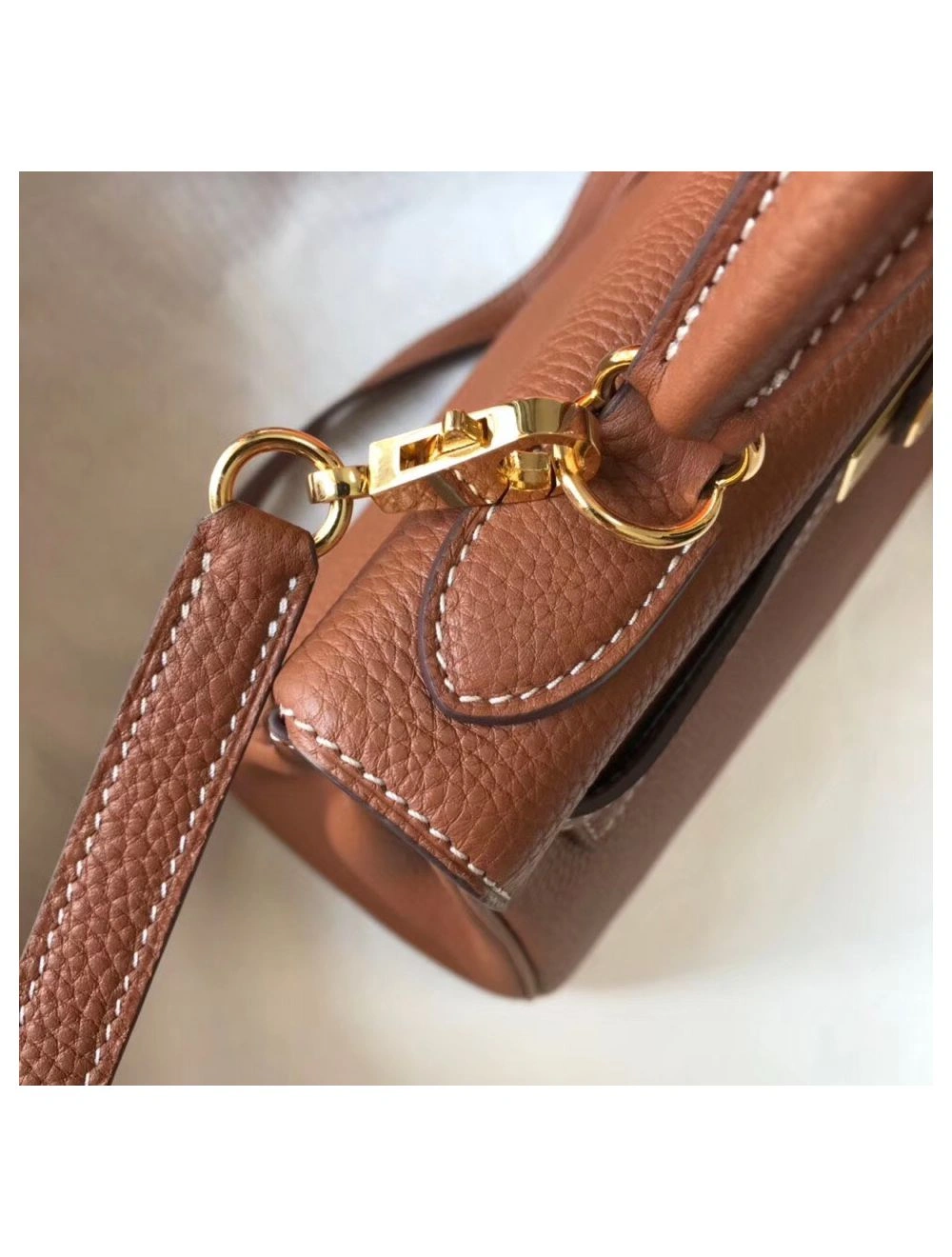 Hermes Kelly 25cm Retourne Bag In Gold Clemence Leather