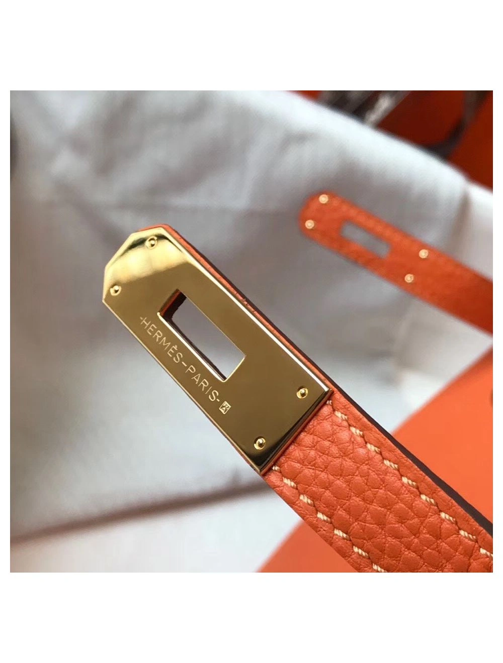 Hermes Kelly 25cm Retourne Bag In Orange Clemence Leather