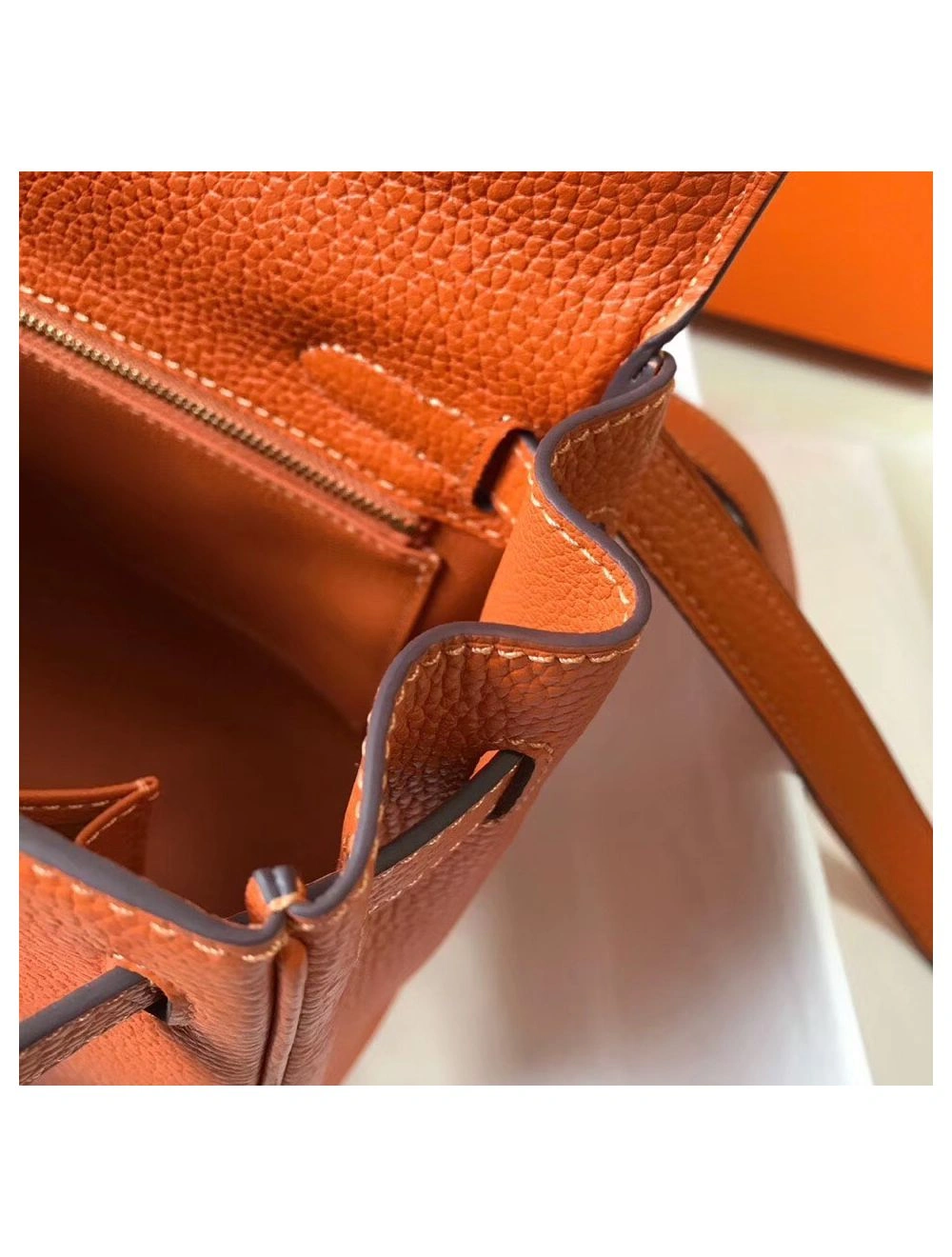 Hermes Kelly 25cm Retourne Bag In Orange Clemence Leather