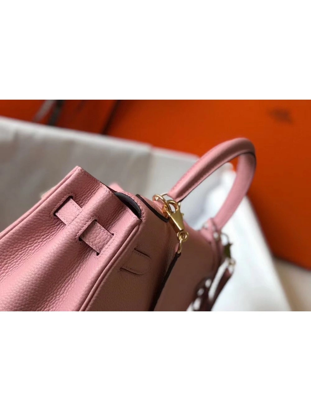 Hermes Kelly 25cm Retourne Bag In Pink Clemence Leather